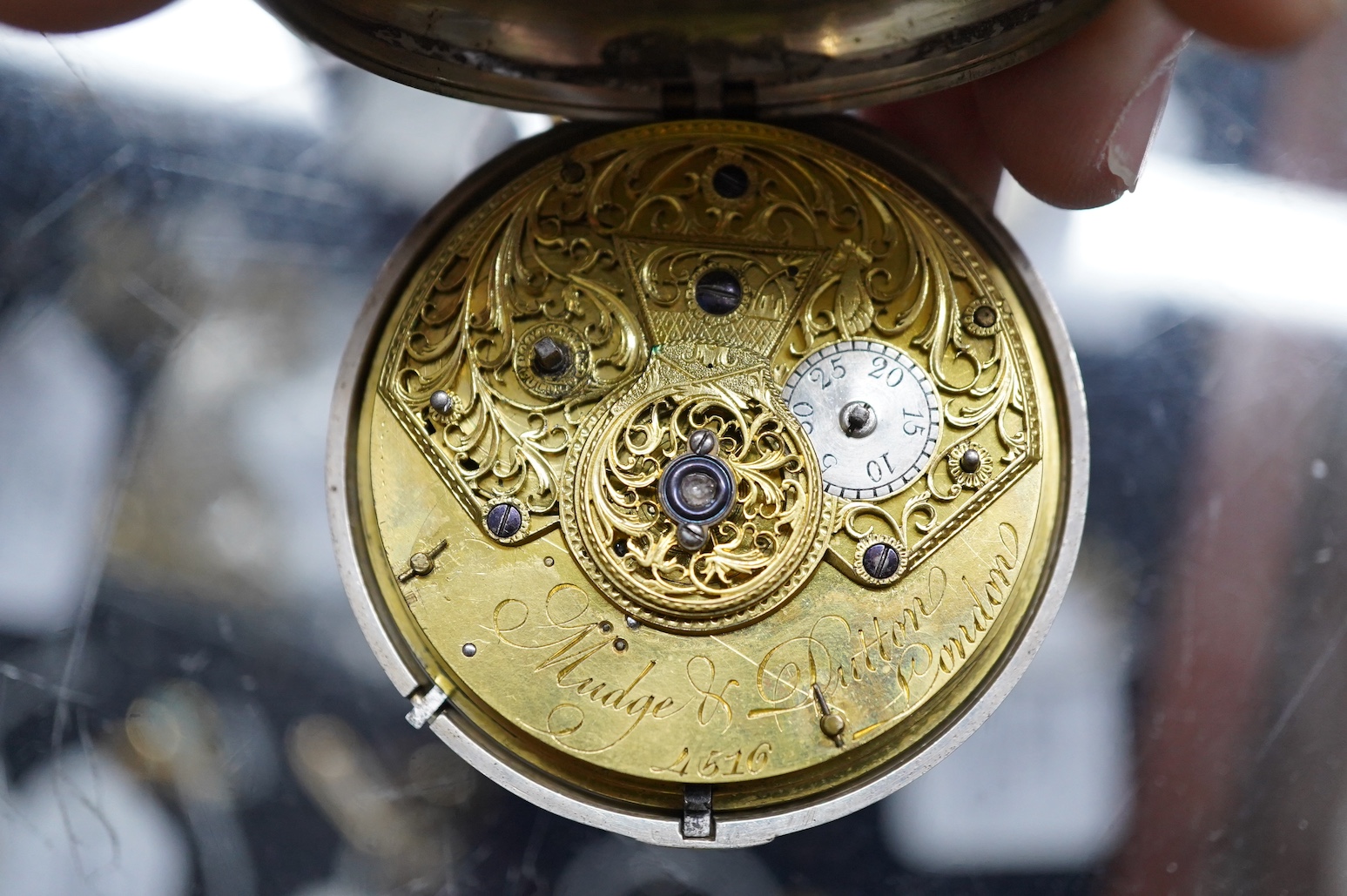 A George III engine turned silver pair cased keywind chronometer pocket watch by Mudge & Dutton